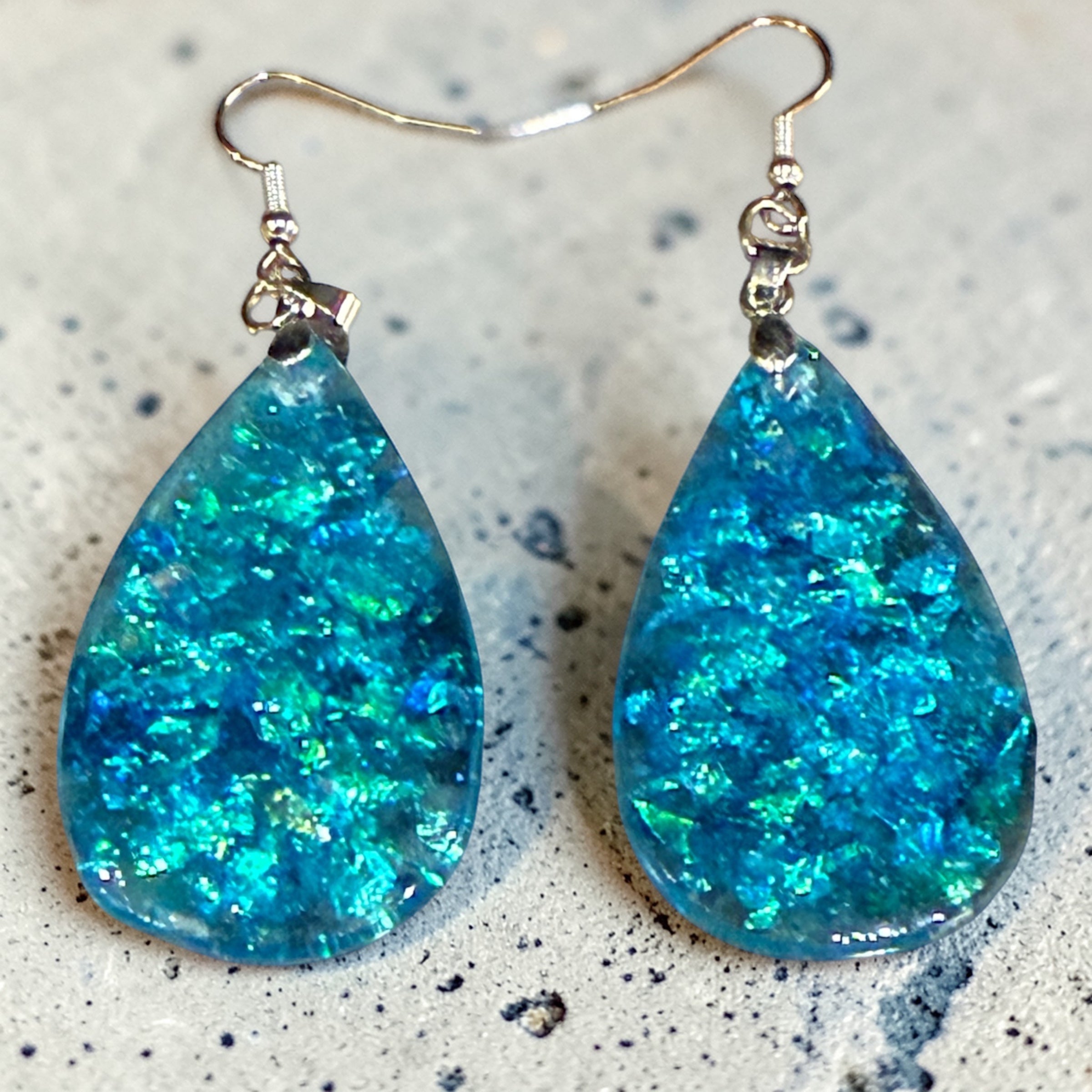 Blue and Turquoise Teardrop Earrings
