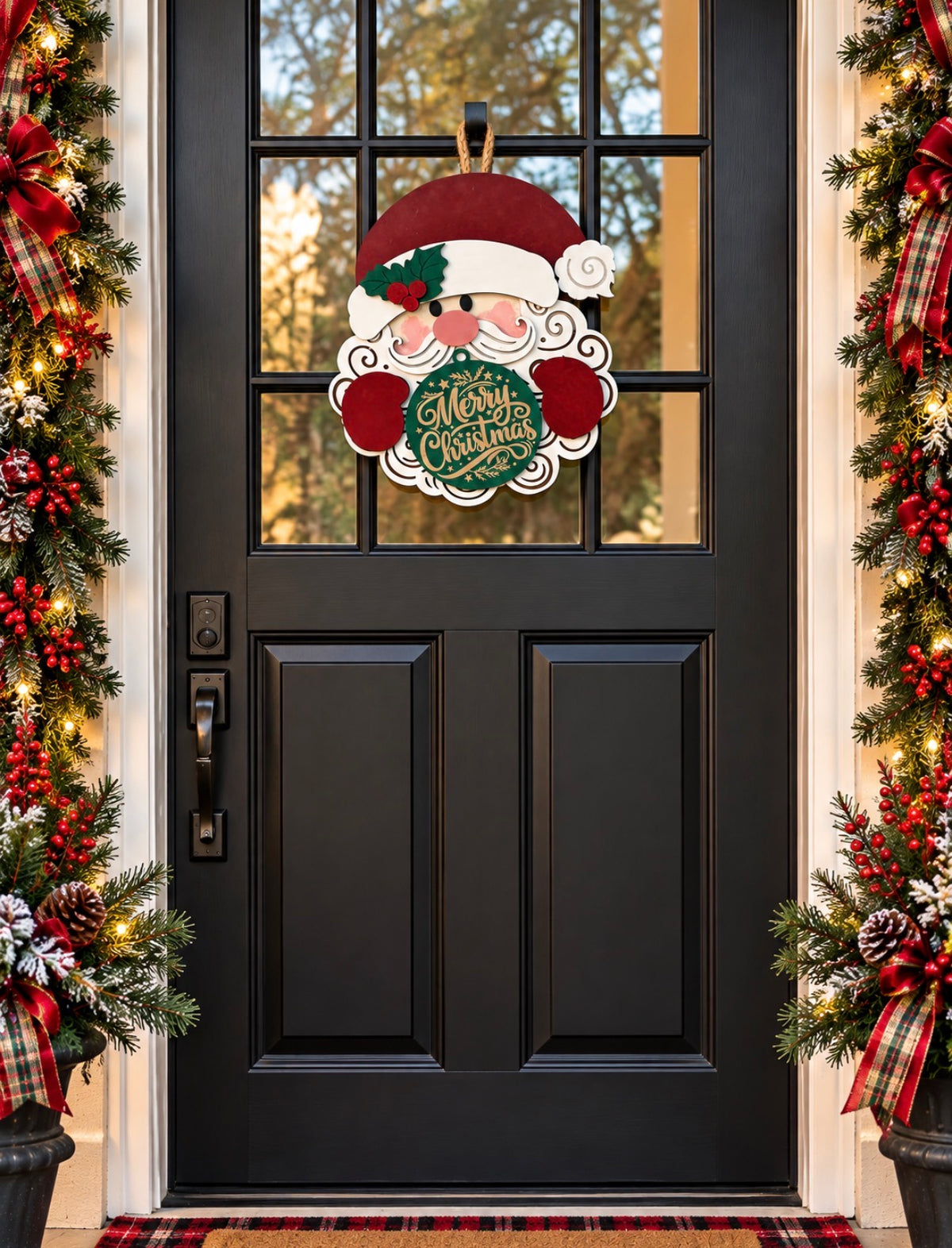 Santa Merry Christmas Wooden Door Hanger