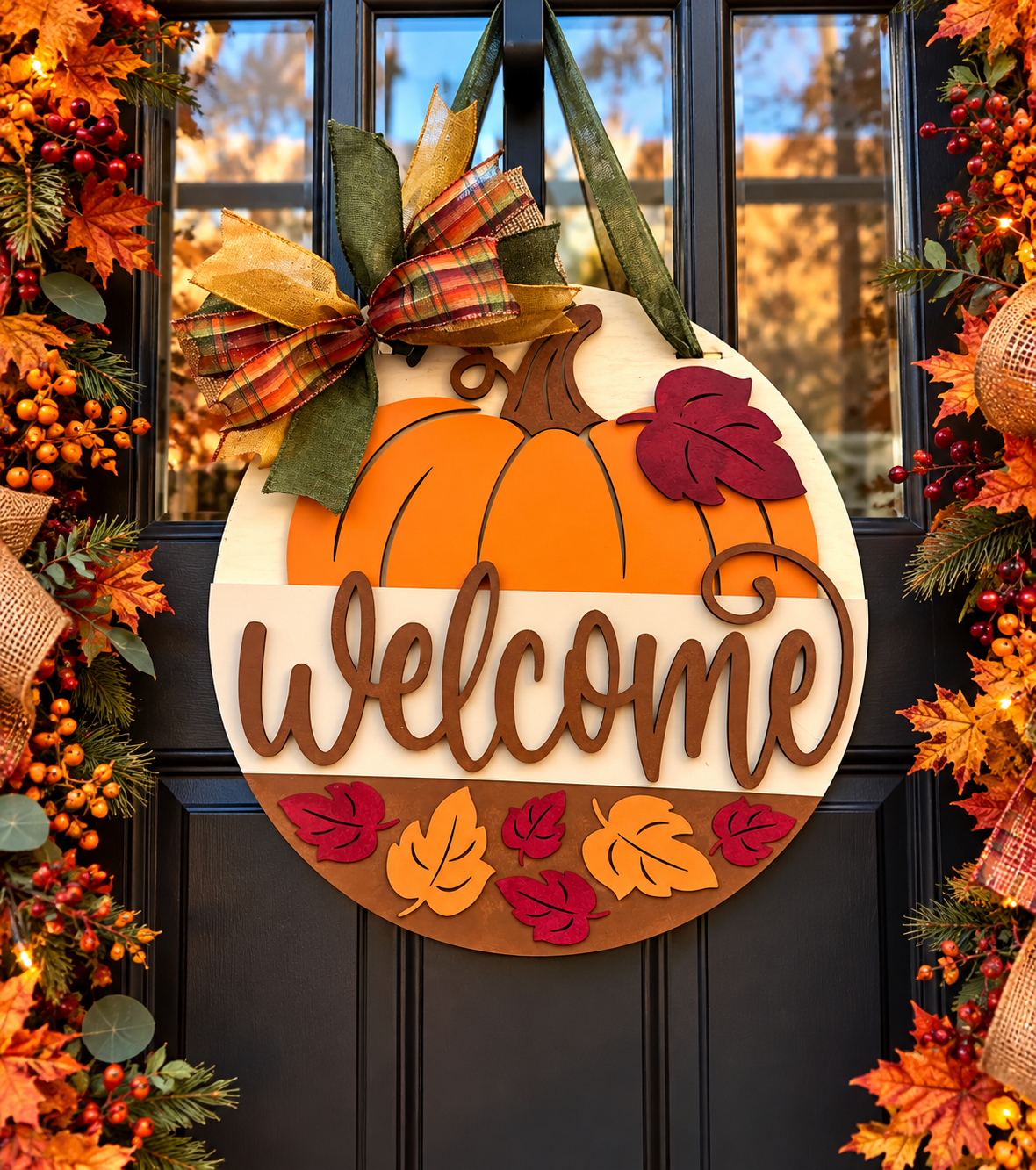 Fall Pumpkin Welcome Door Hanger