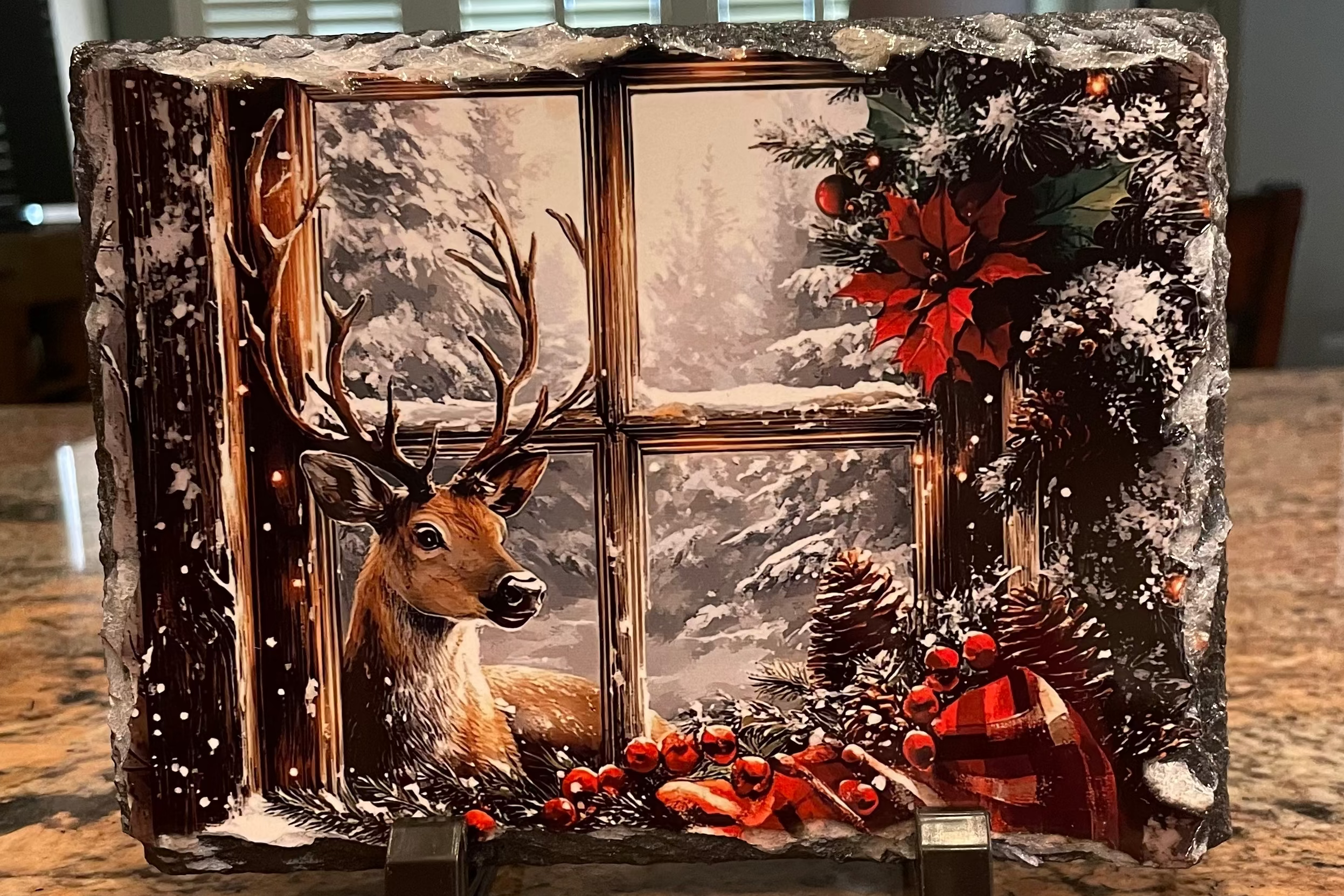 Winter Deer Christmas Photo Slate