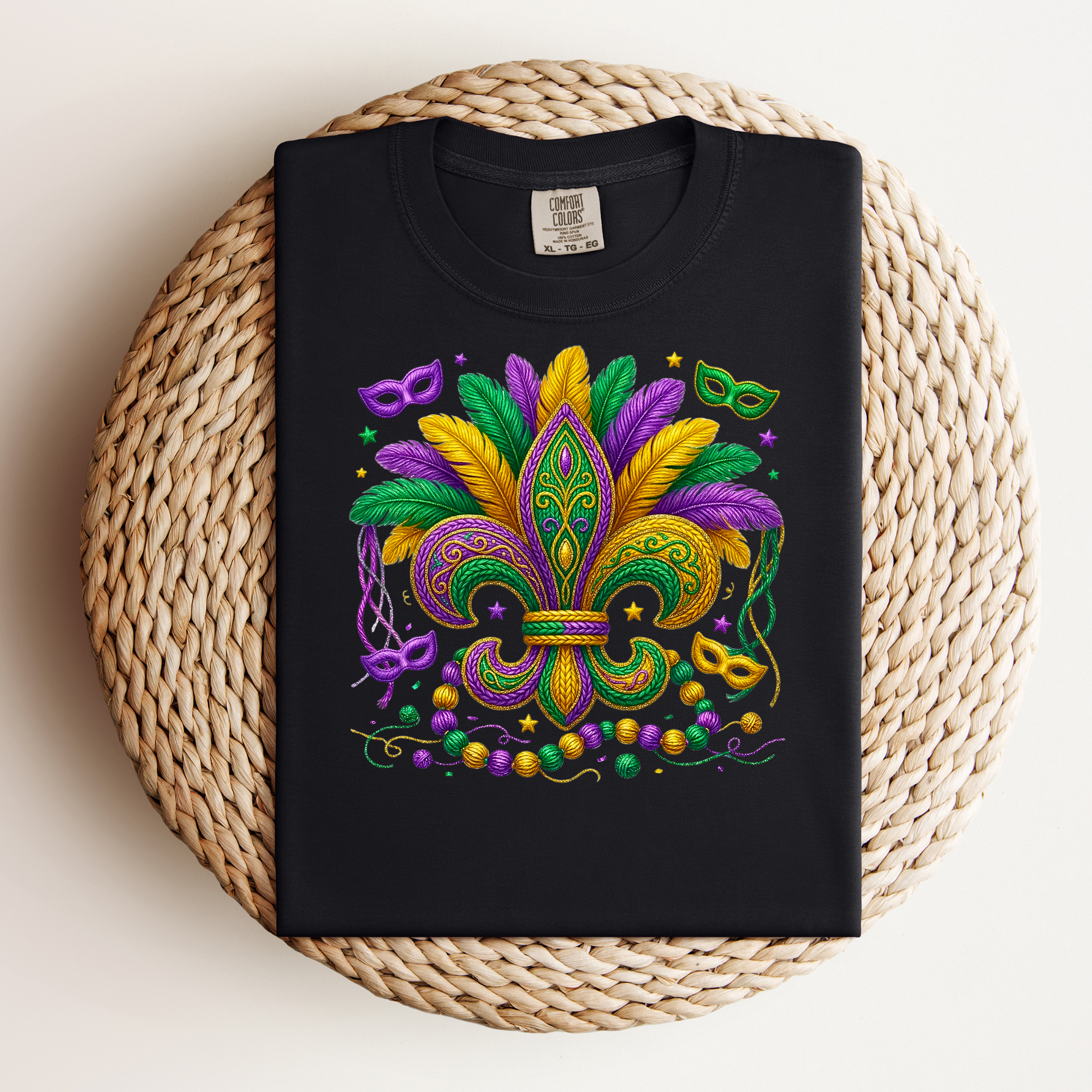 Mardi Gras Faux Yarn Comfort Color Tee