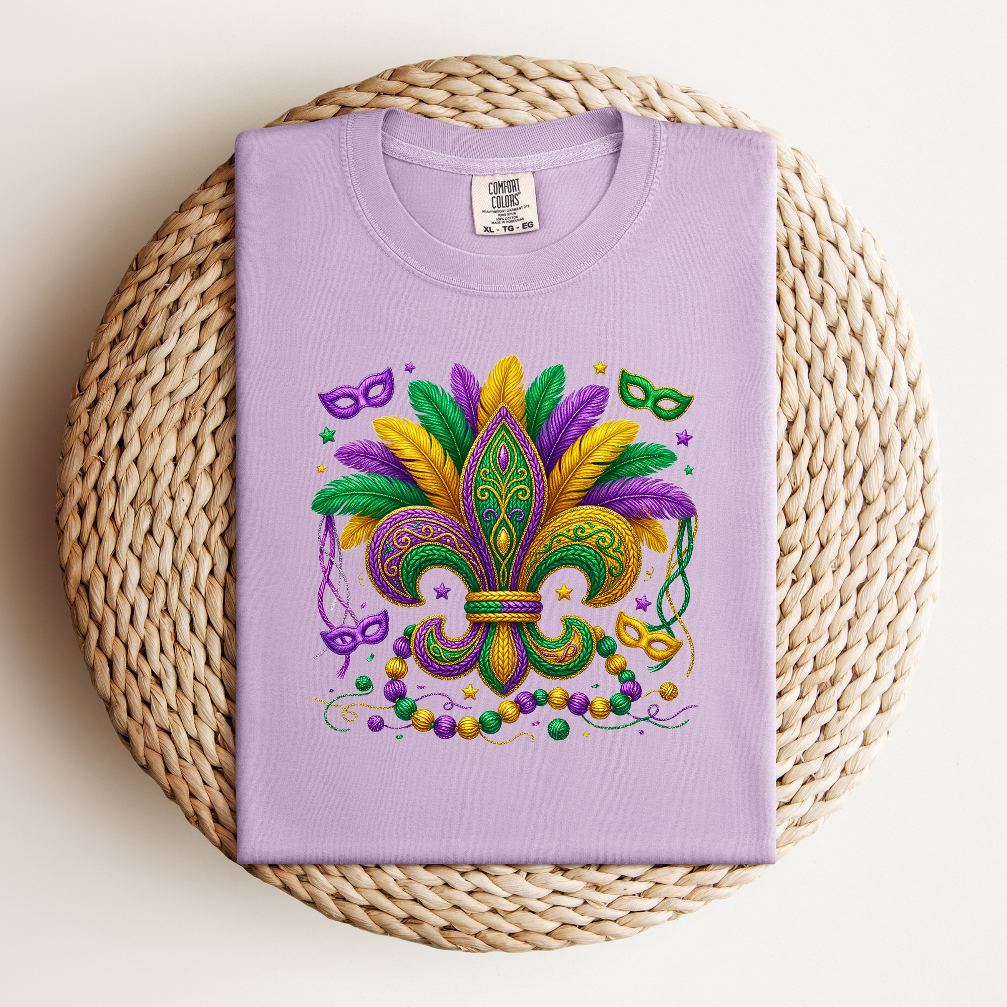 Mardi Gras Faux Yarn Comfort Color Tee