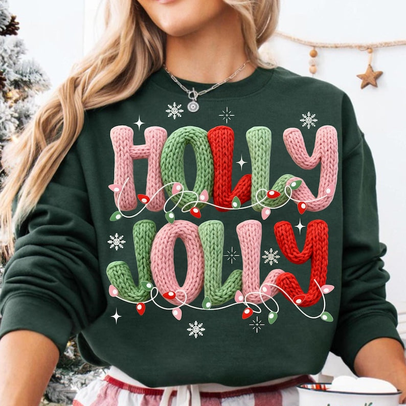 Holly Jolly Faux Yarn Sweatshirt