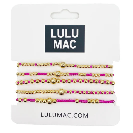 LuLu Mac Bracelet Set Pink and Gold