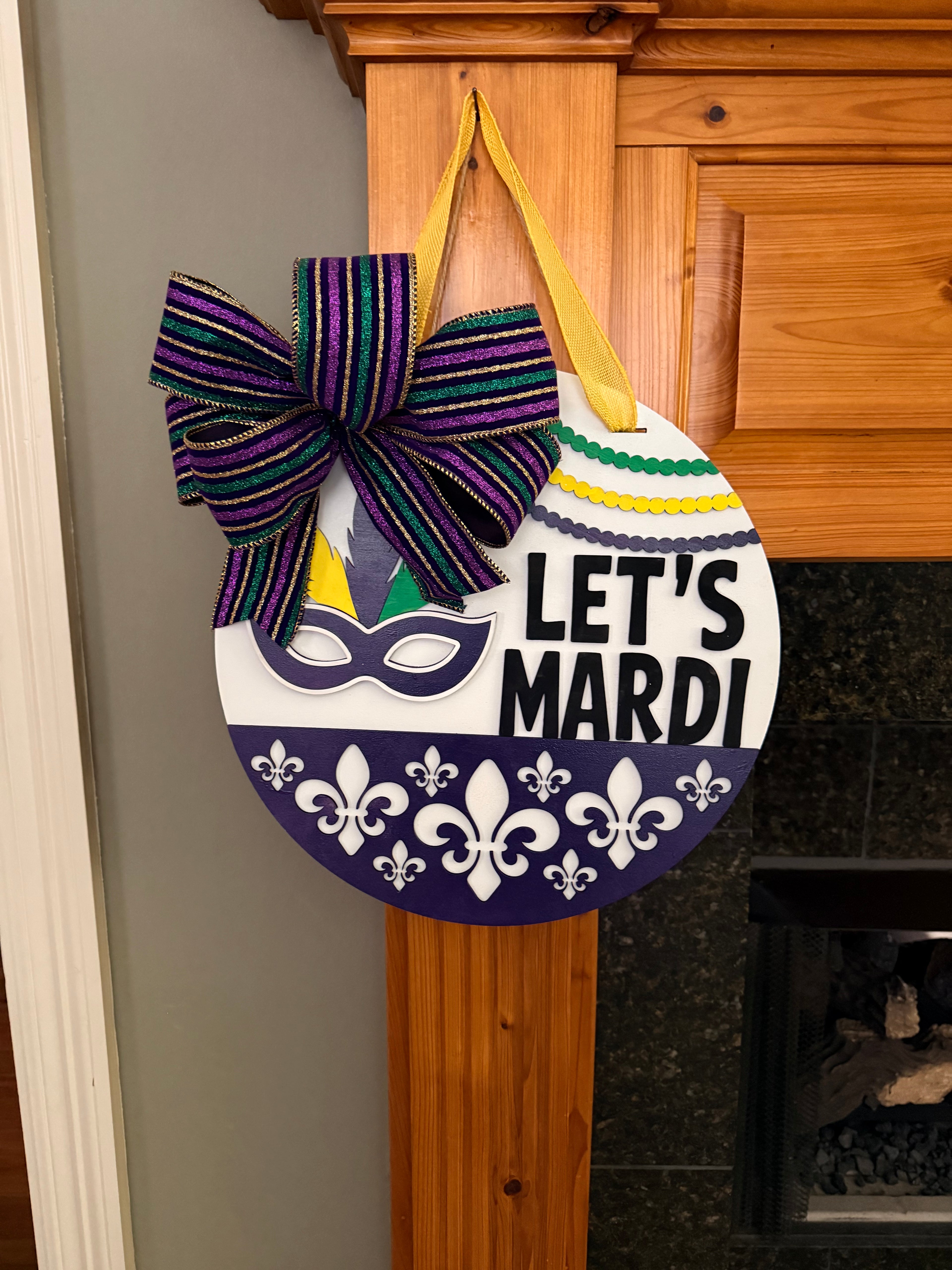 Mardi Gras 14" Door Hanger (bow optional)