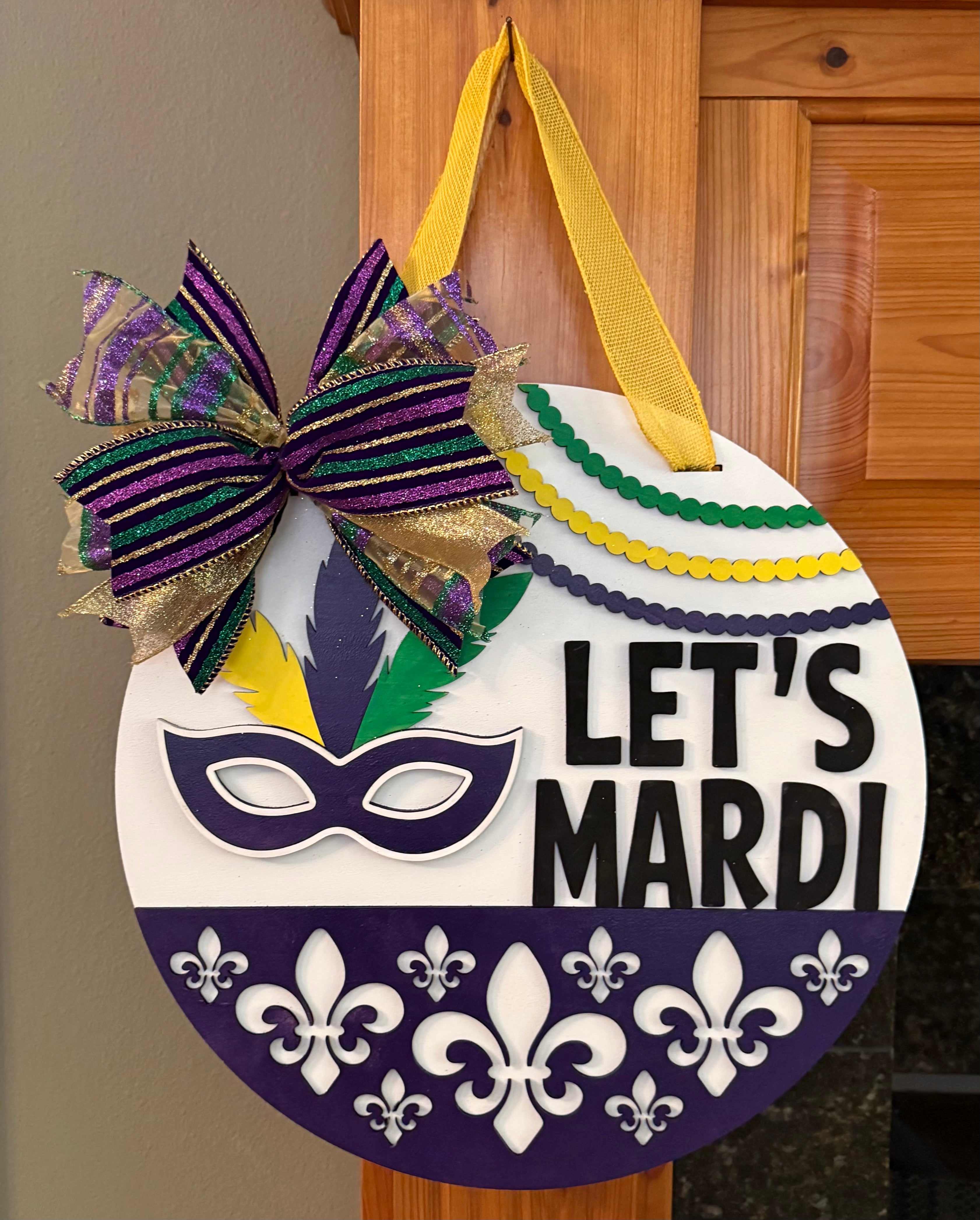 Mardi Gras 14" Door Hanger (bow optional)