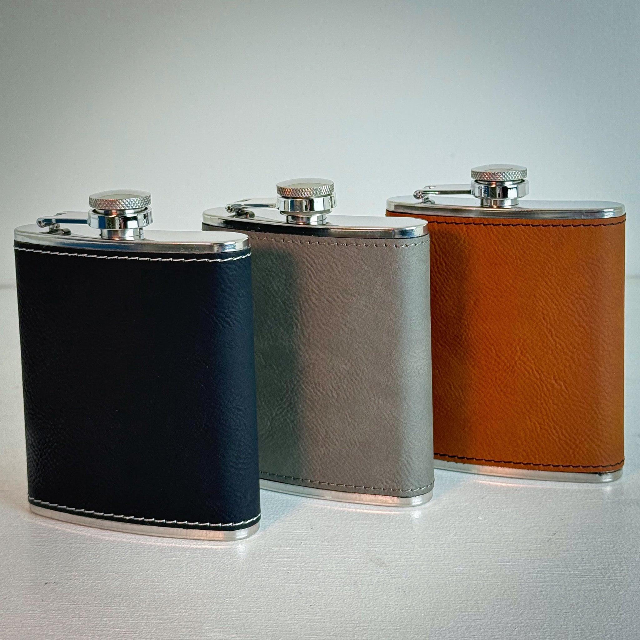 Leatherette 6oz Flask in 3 colors