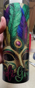 Mardi Gras Glitter Tumbler