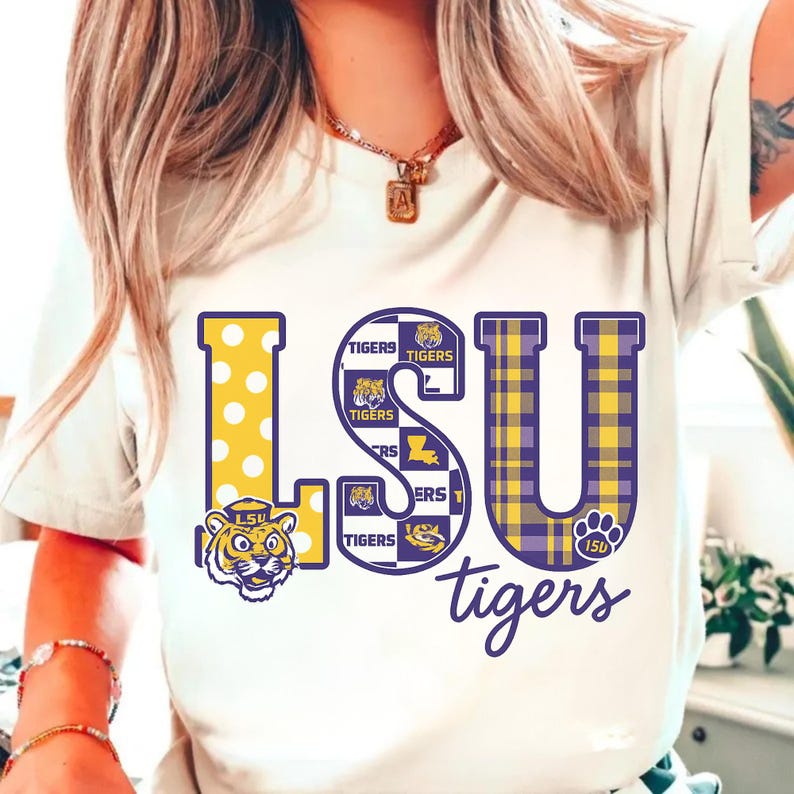 LSU Tigers Polka Dot/Plaid Tee