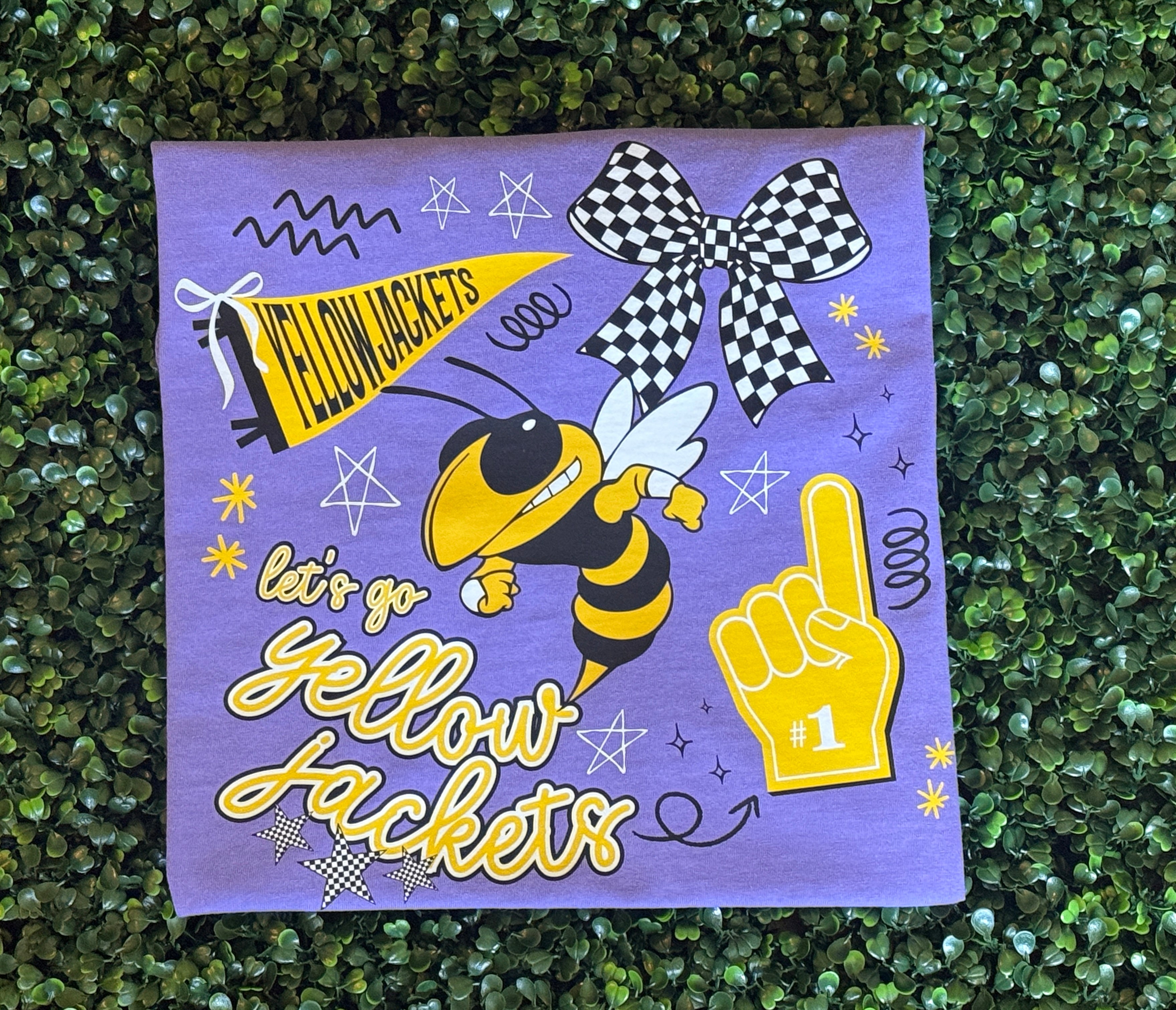 Let's Go Yellow Jackets Comfort Color Tee Violet