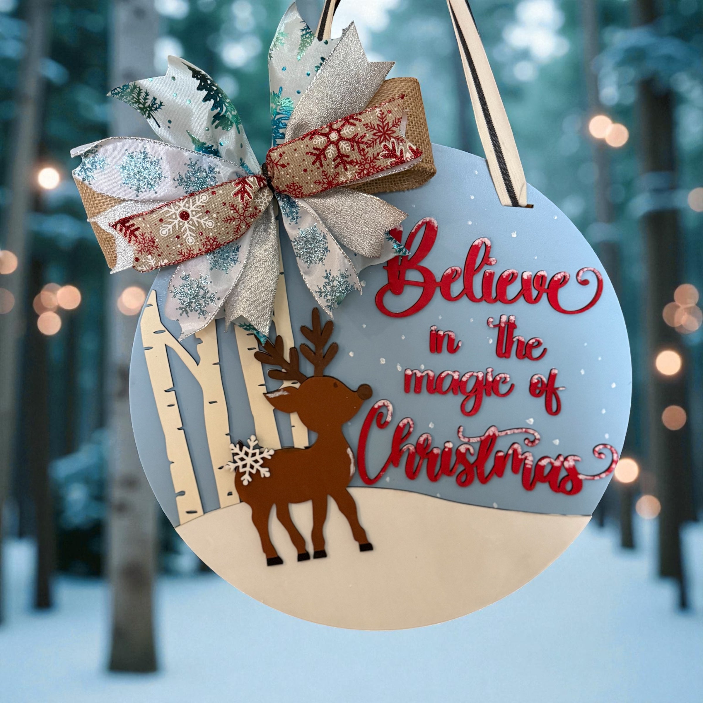 Believe In the Magic of Christmas Reindeer 14" Door/Wall Hanger