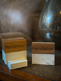 Personalized Wood and Marble Coaster Set with Stand
