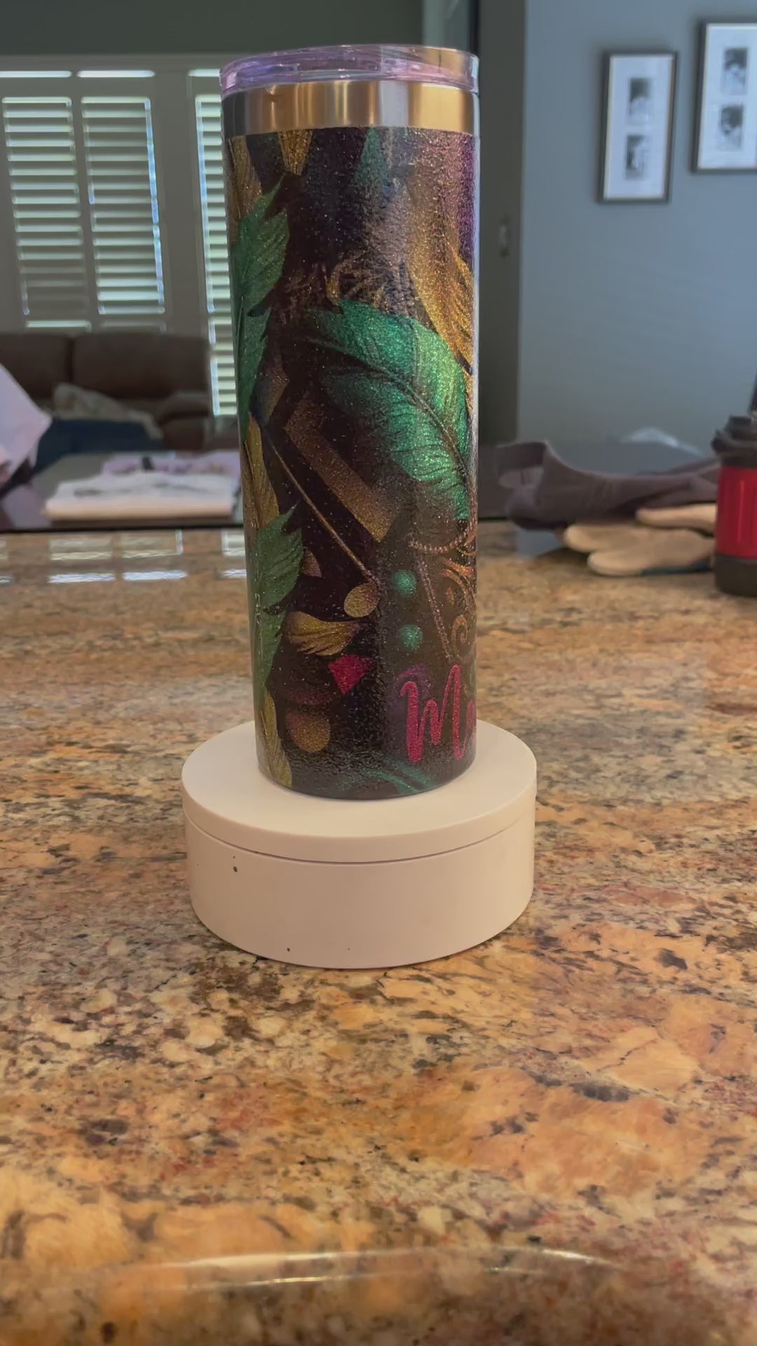 Mardi Gras Glitter Tumbler